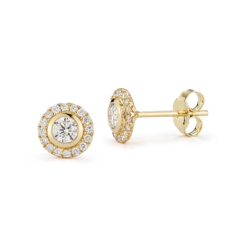 Deutsch Signature Halo Bezel Diamond Stud Earrings