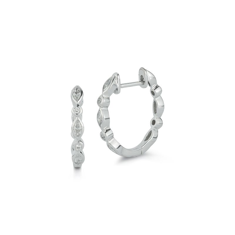 Deutsch Signature Marquise and Round Diamond Huggie Earrings