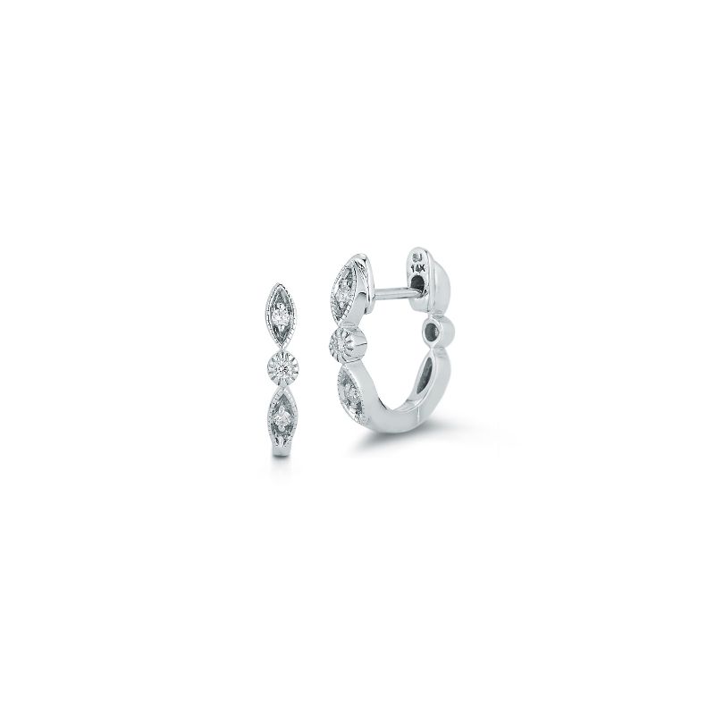 Deutsch Signature Round and Oval Shape Diamond Huggie Earrings