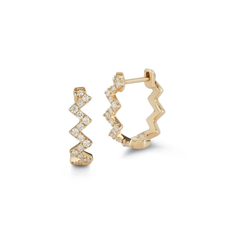 Deutsch Signature Diamond Zig Zag Huggie Earrings