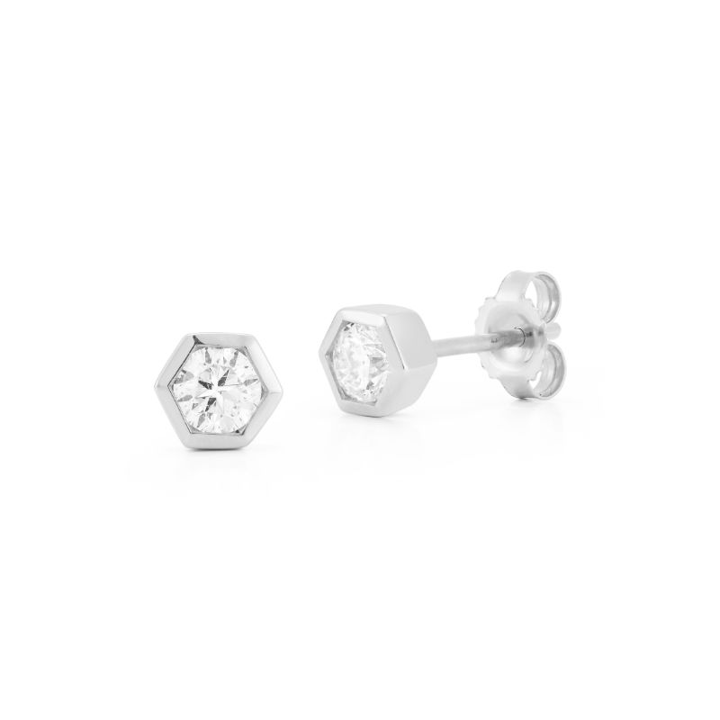 Deutsch Signature Hexagon Shape Diamond Stud Earrings