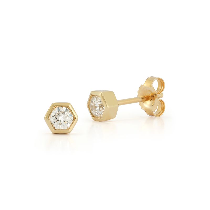 Deutsch Signature Hexagon Diamond Stud Earrings