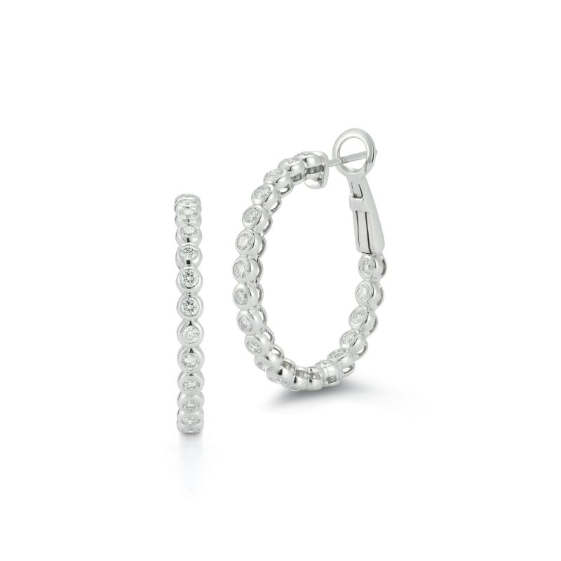 Deutsch Signature Bezel Set Diamond Inside Out Hoop Earrings