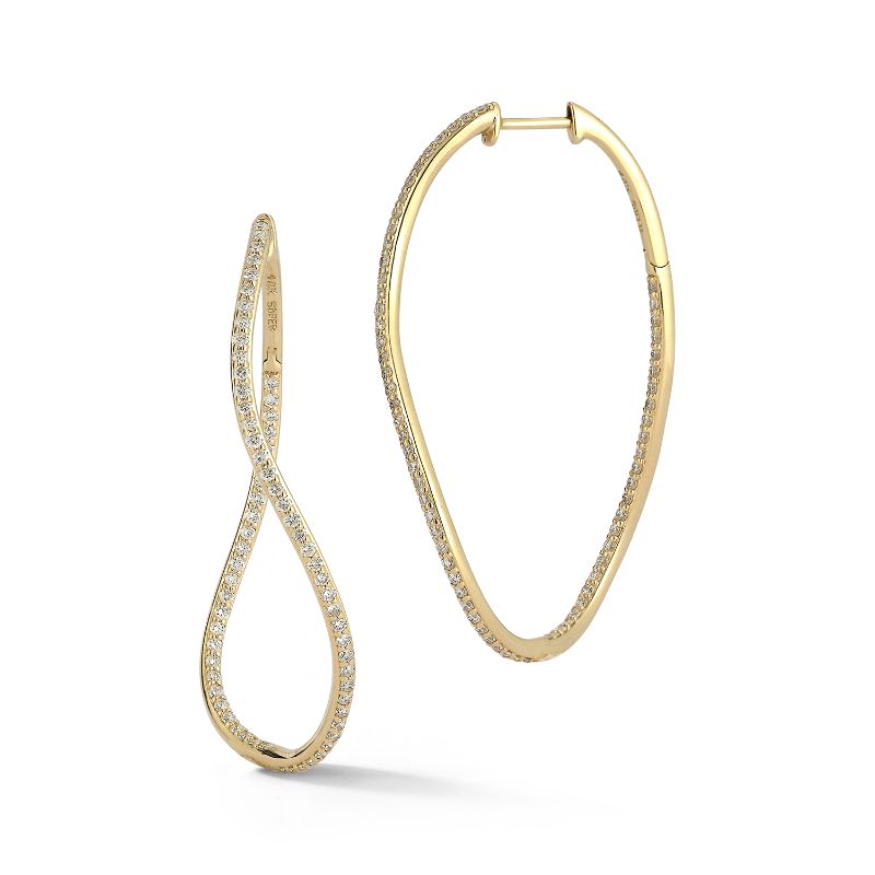 Deutsch Signature Wavy Diamond Inside Out Hoop Earrings