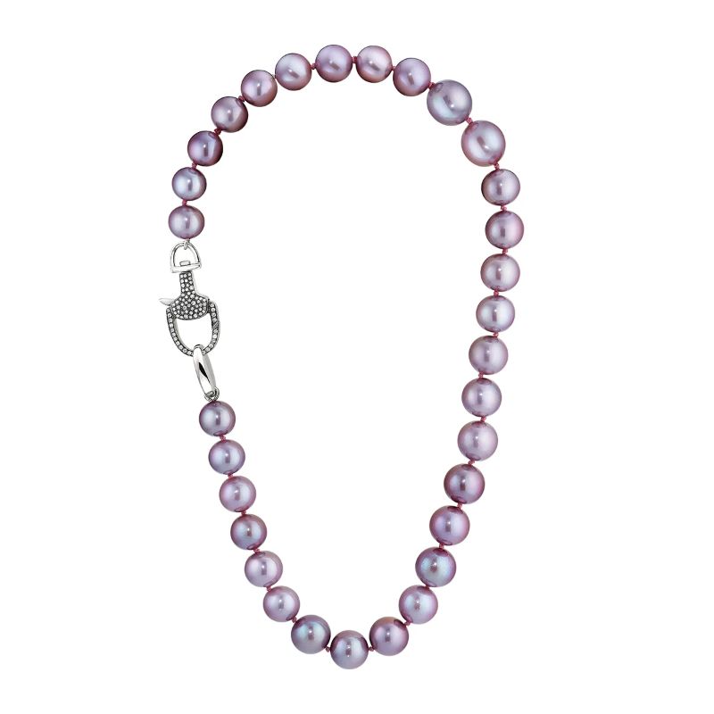 Vincent Peach Edison Pink Pearl Equestrian Necklace