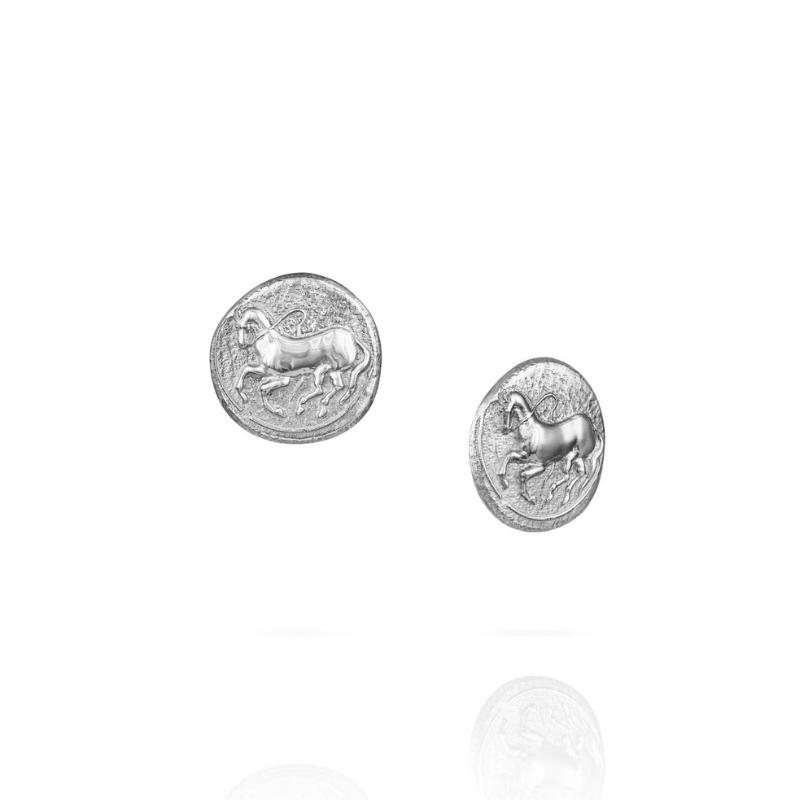 Vincent Peach Trojan Coin Stud Earrings