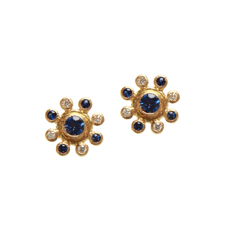 Blue Sapphire and Diamond Earrings