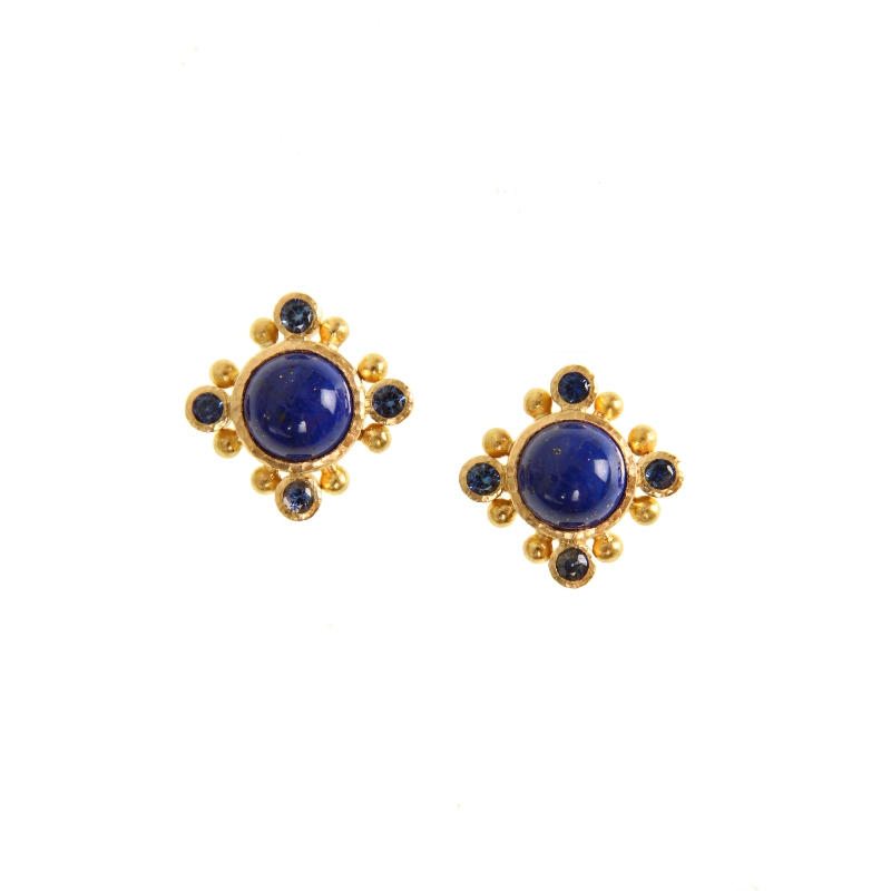 Lapis and Blue Sapphire Stud Earrings