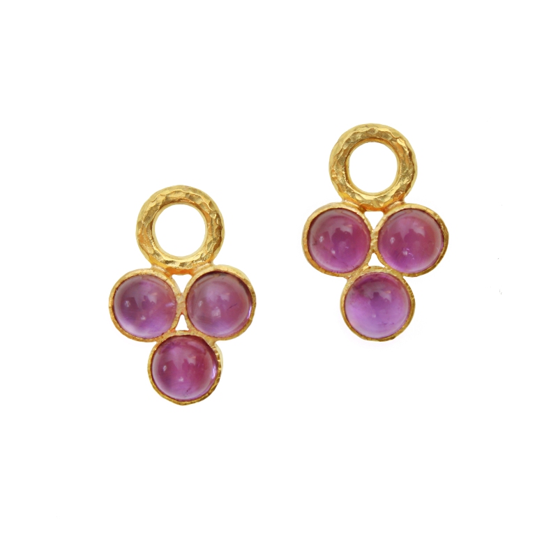 Cabochon Amethyst Triad Earring Charms