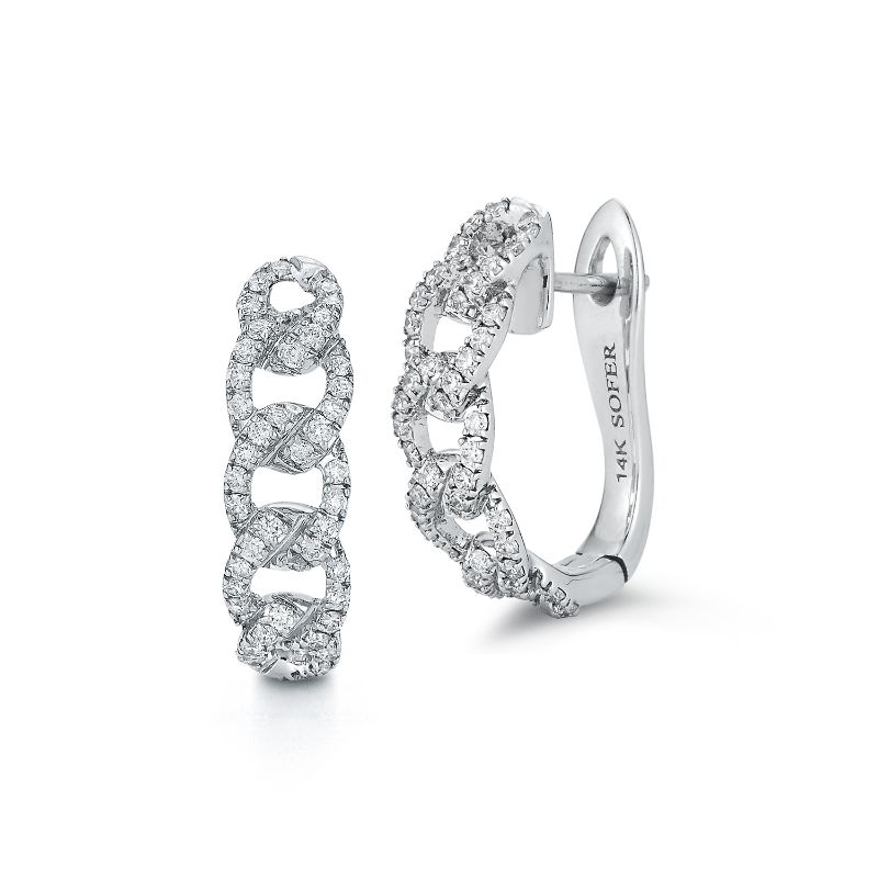 Deutsch Signature Pave Diamond Curb Link Drop Earrings