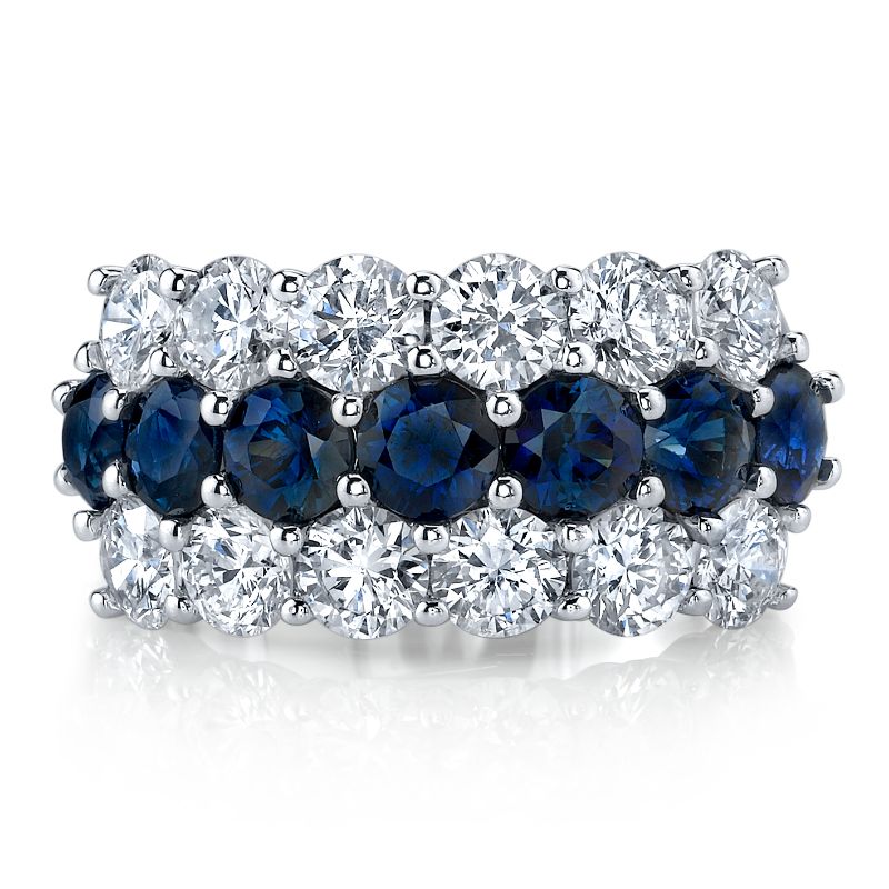 Deutsch Signature Diamond and Sapphire 3 Row Band