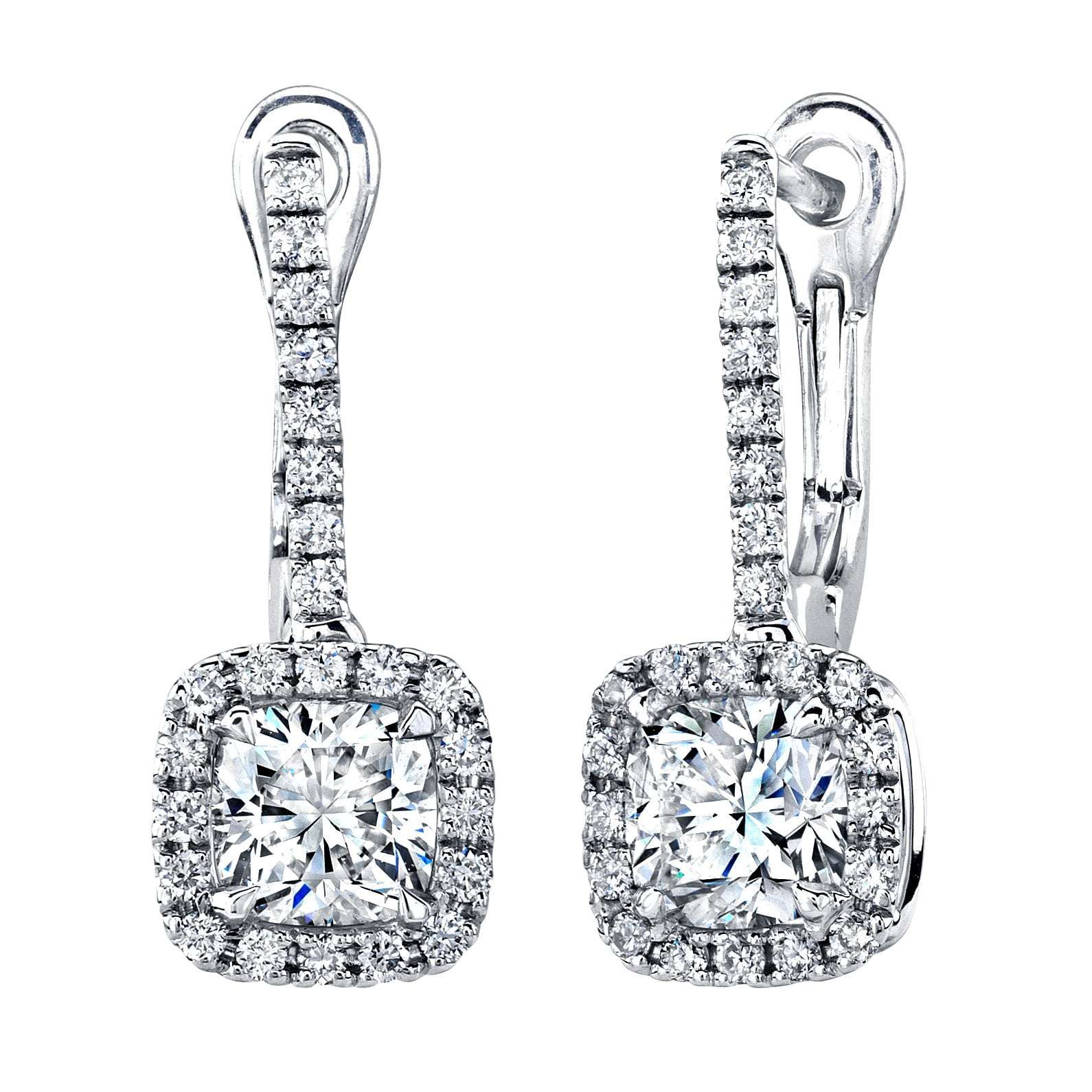 Norman Silverman  Cushion Cut Diamond Dangle Earrings