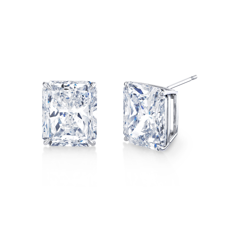 Norman Silverman 20.13 Carat Radiant Cut Diamond Earrings