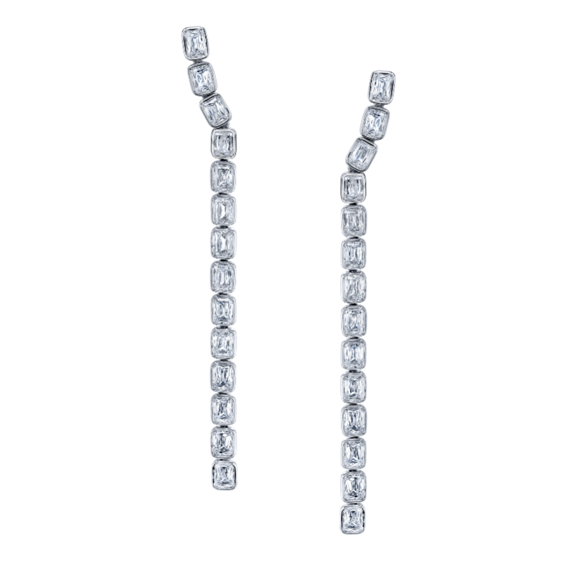 Norman Silverman Emerald Cut Bezel Drop Earring