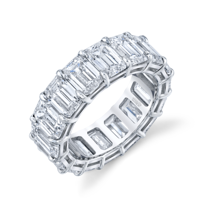 Norman Silverman Emerald Cut Eternity Band Set In Platinum Weighing A Total Of 11.66 Carats.