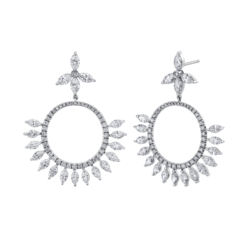 Norman Silverman Marquise Diamond Dangle Earrings
