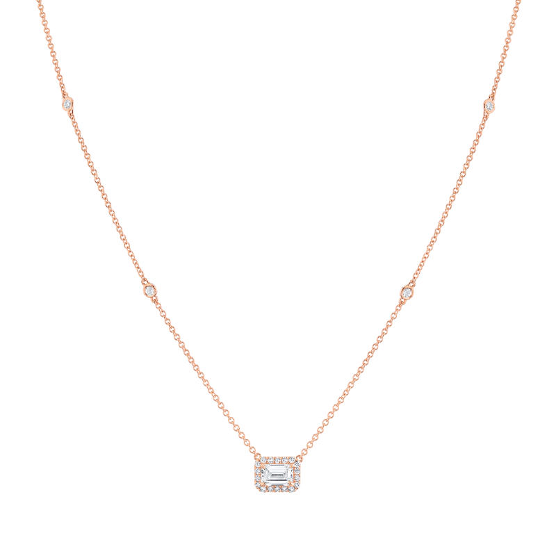 Norman Silverman Petite 18K Rose Gold Emerald Cut Diamond Pendant