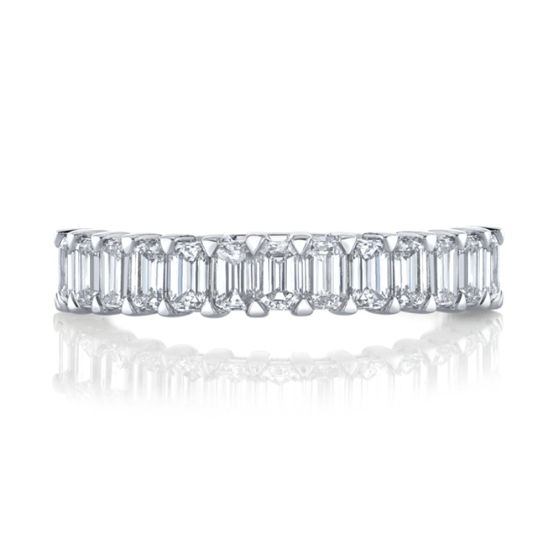 Norman Silverman Emerald Cut Diamond Halfway Eternity Band