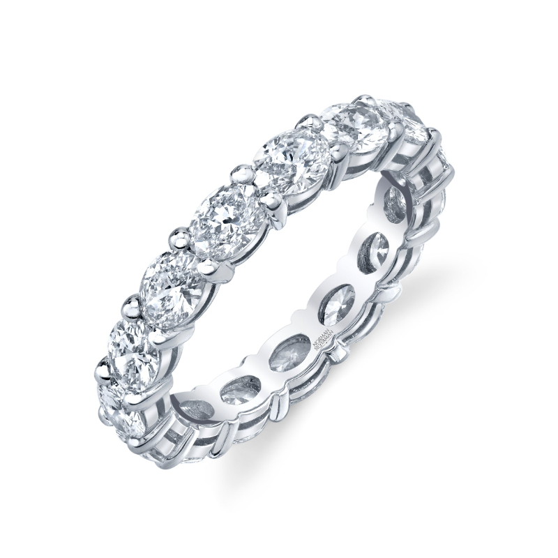 Norman Silverman East-West Oval Cut Platinum Eternity Band