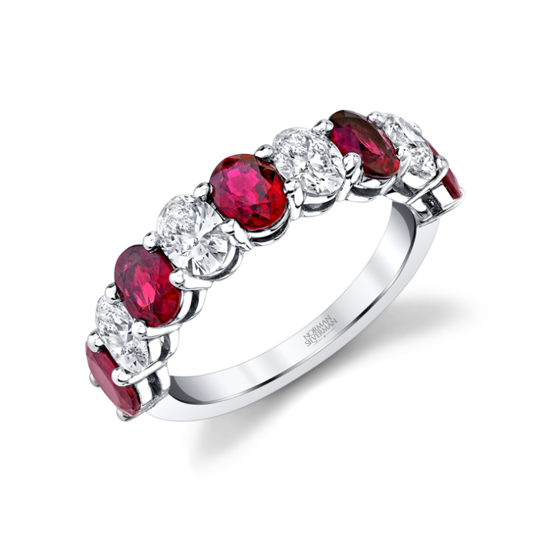 Norman Silverman 3.18 Carat White Gold Ruby And Oval Ring