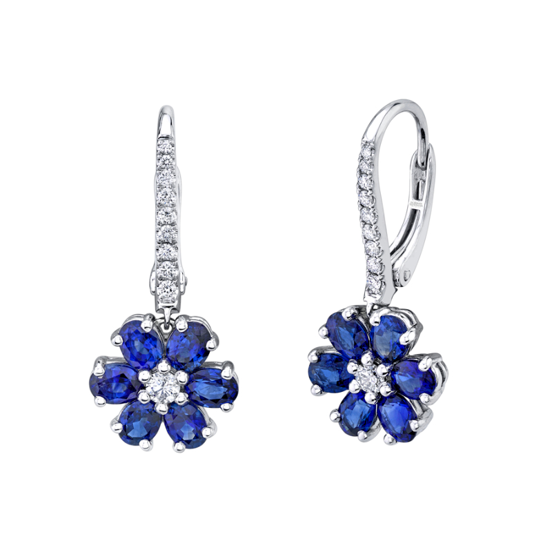 Norman Silverman Floret Sapphire Drop Earrings
