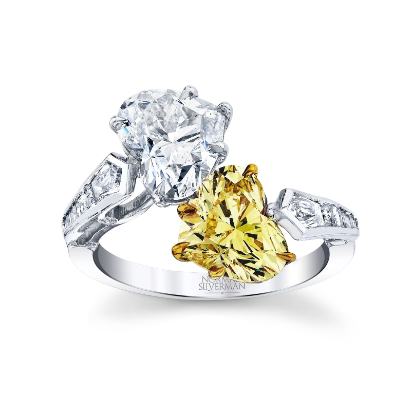 Norman Silverman Twin Heart Shape Diamond Ring