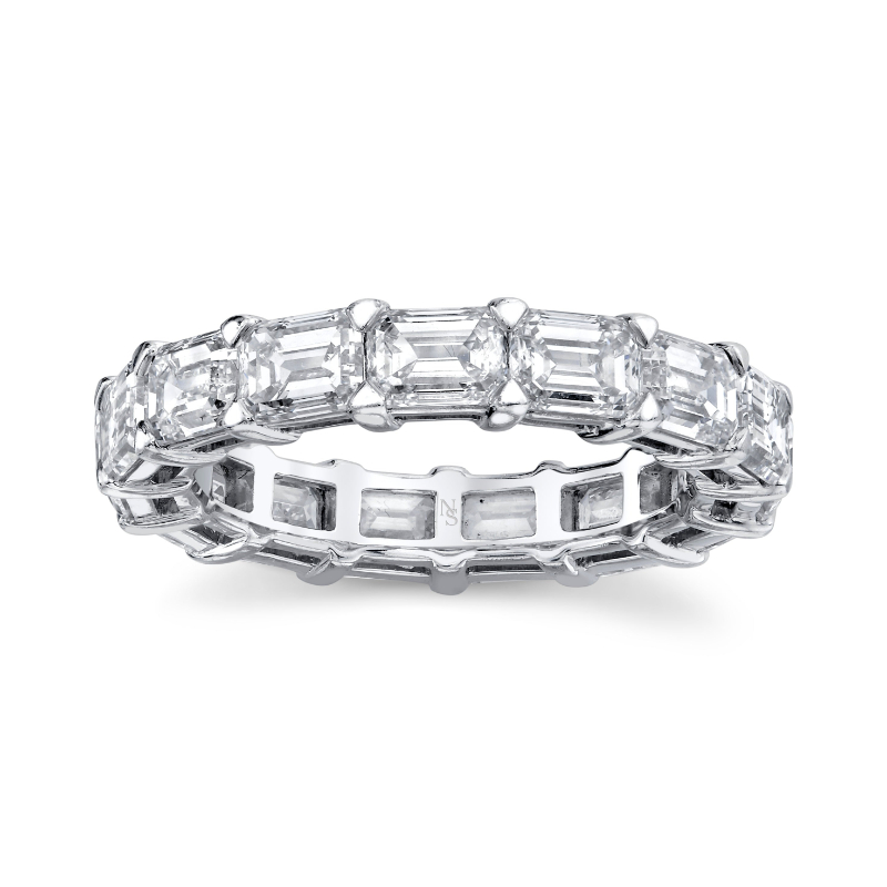 Norman Silverman East West Emerald Cut Diamonds Eternity Band In Platinum