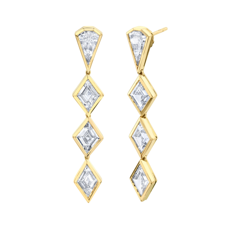Norman Silverman 3.7 Carat Lozenge Diamond Dangle Earrings