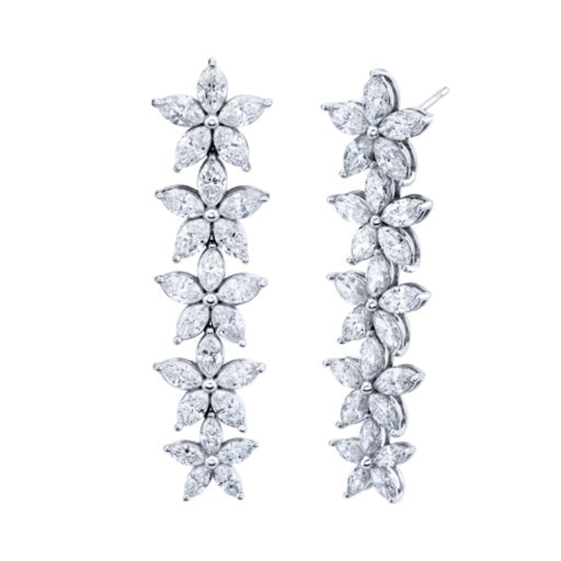 Norman Silverman 8.6 Carat Graduated Floret Dangle Earrings
