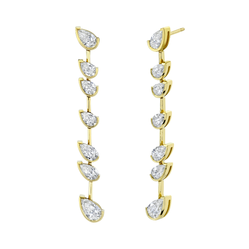 Norman Silverman Pear Shape Diamonds Drop Earrings