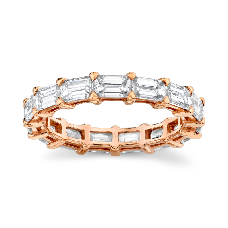 Norman Silverman East West Emerald Cut Diamonds Eternity Band In 18K Rose Gold
