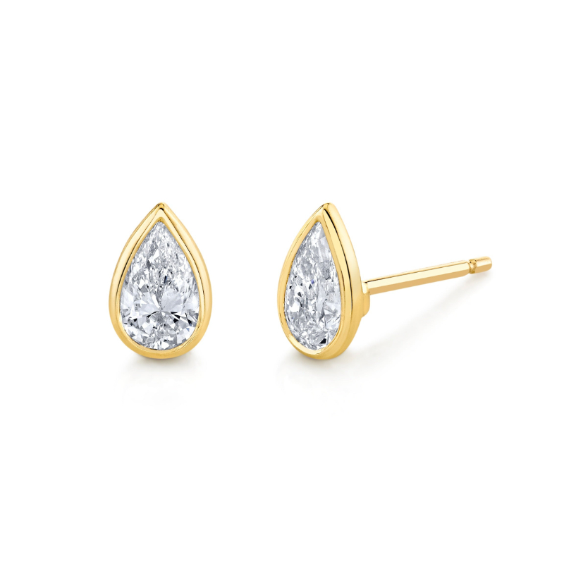 Norman Silverman Pear Shape Bezel Set Stud Earrings