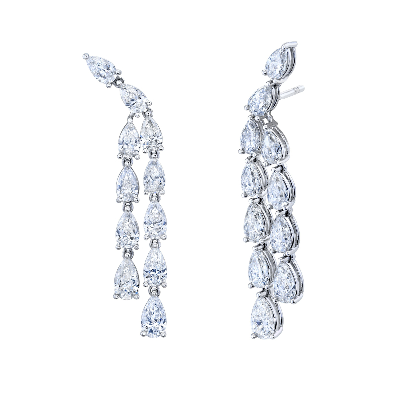 Norman Silverman Pear Shape Diamonds Dangle Earrings