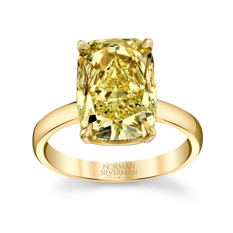 Norman Silverman Fancy Light Yellow Cushion Cut Diamond Ring