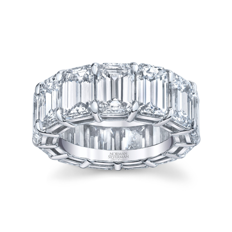Norman Silverman 15.31 Carat Emerald Cut Diamond Eternity Band