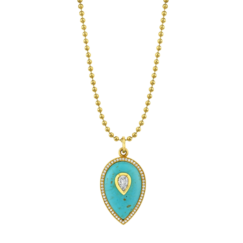 Norman Silverman Pear Shape Diamond Enamel Pendant