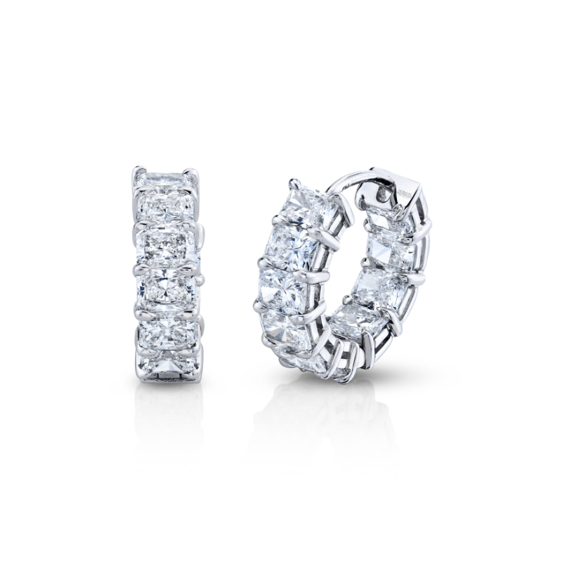 Norman Silverman 4.16 Carat Radiant-Cut Diamond Huggies