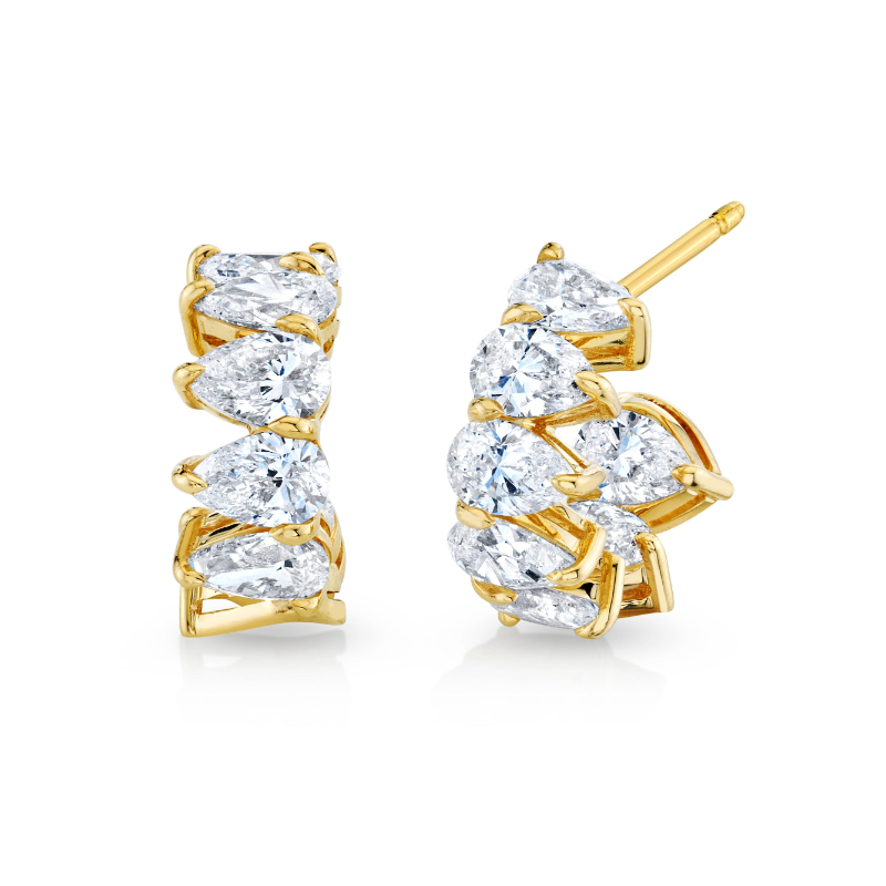 Norman Silverman Pear Shape Diamond Huggie Earrings