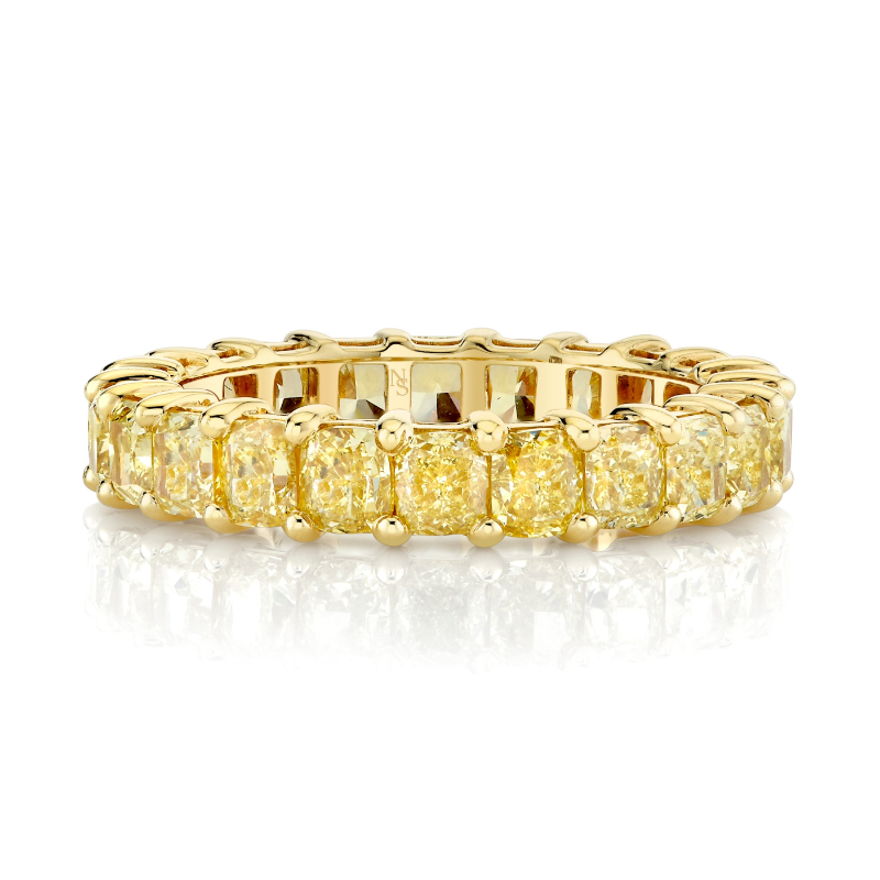 Norman Silverman Fancy Vivid Yellow Cushion Cut Diamond Eternity Band