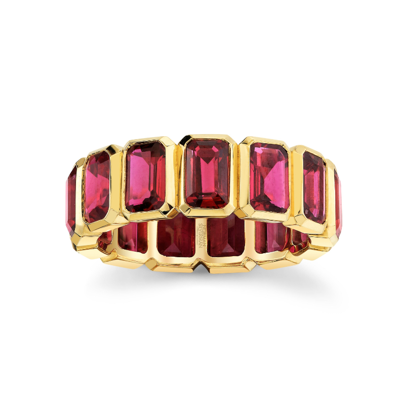 Norman Silverman Eternity Band With Emerald Cut Ruby