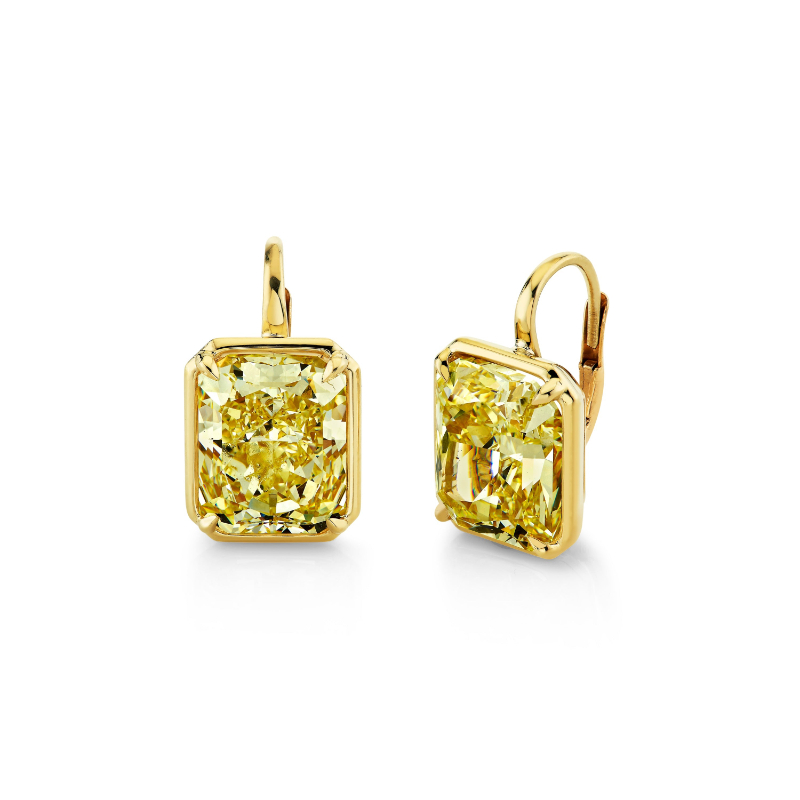 Norman Silverman Fancy Yellow Diamond Drop Earrings
