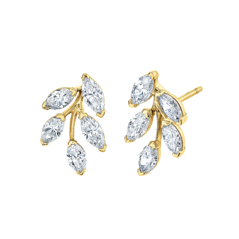 Norman Silverman Marquise Diamond Leaf Earrings