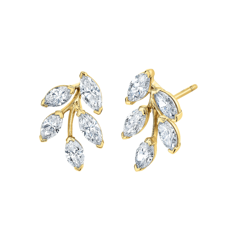 Norman Silverman Marquise Diamond Leaf Earrings