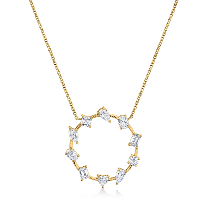 Norman Silverman Circle Of Shapes In 18K Yellow Gold Pendant