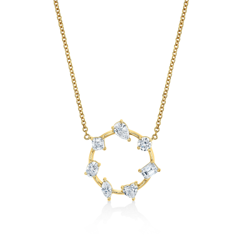 Norman Silverman Circle Of Shapes In 18K Yellow Gold Pendant