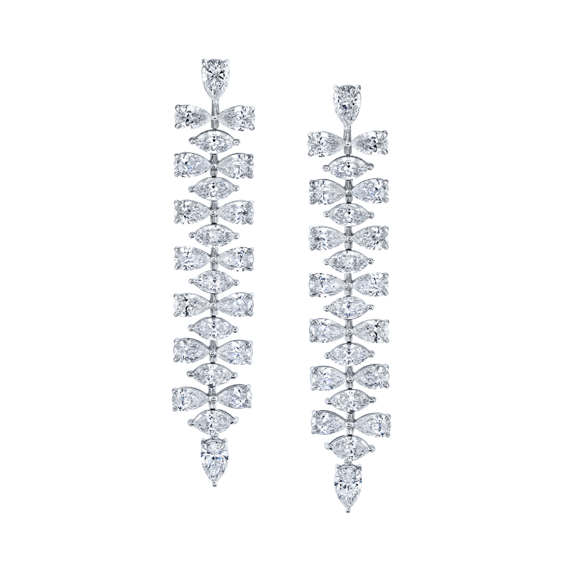 Norman Silverman Marquise And Pear Shape Diamonds Dangle Earrings
