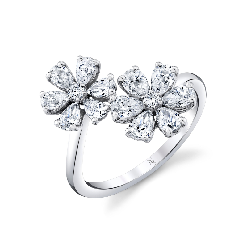 Norman Silverman Deux Fleurs Diamond Ring