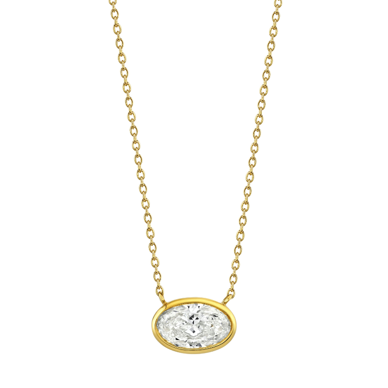 Norman Silverman Oval Cut Diamond Bezel Pendant