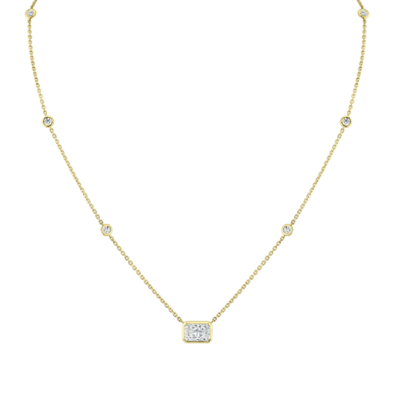 Norman Silverman Diamond Station Pendant With Radiant Cut Center Stone