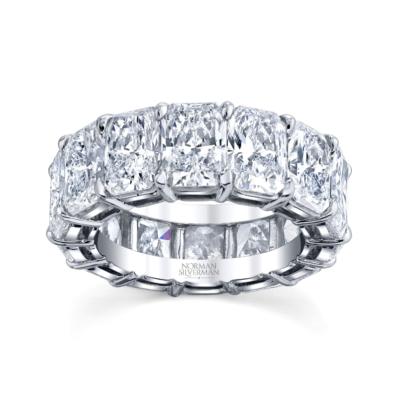 Norman Silverman 14.13 Carat Radiant Cut Diamond Platinum Eternity Band